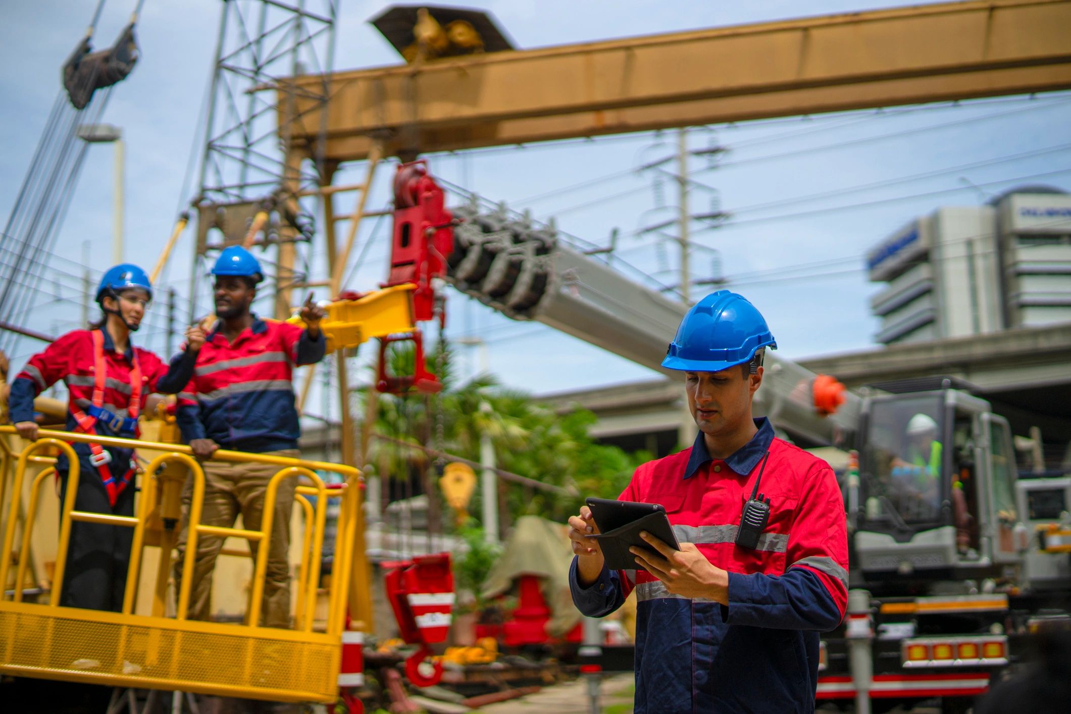 Engineers working together at a construction site